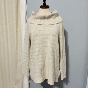 Style & Co. Women Off White / Silver Cowl Neck Long Stretchy Sweater Size‎ L